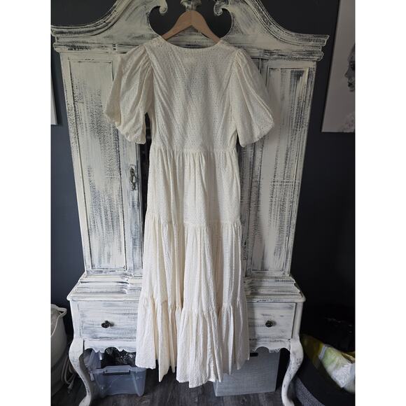 NWT MOTHER V-Neck Short Sleeve White Cotton Maxi Dress - Small - Picture 6 of 7